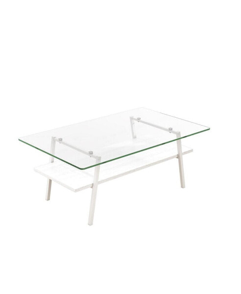 White Metal and Glass Coffee Table