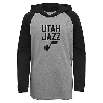 NBA Utah Jazz Youth Gray Long Sleeve Light Weight Hooded Sweatshirt - XS