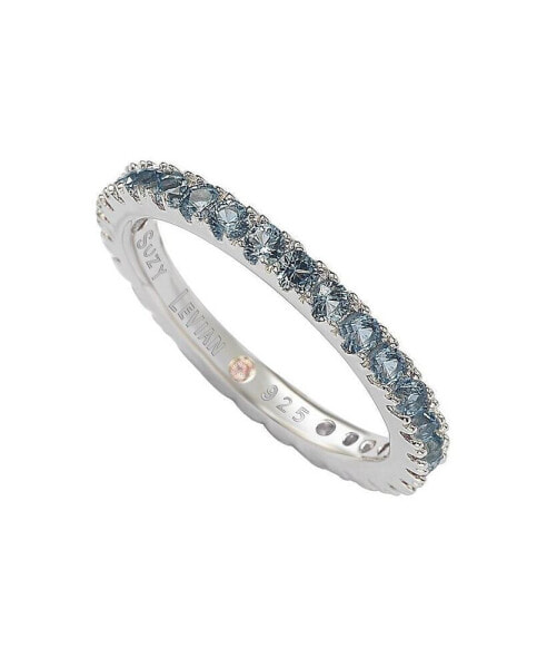 Suzy Levian Sterling Silver Thin Cubic Zirconia Eternity Band Ring