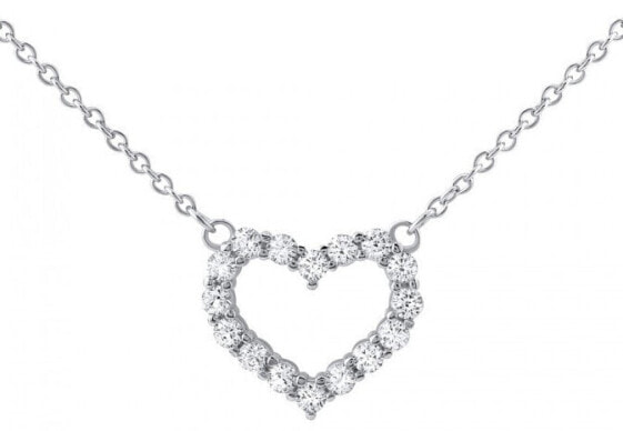 Silver heart necklace with zircons JJJN0685