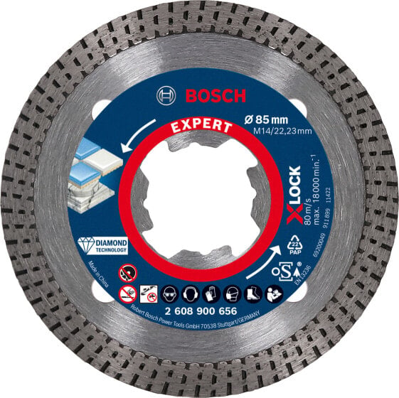 Bosch EXPERT HardCeramic X-LOCK Diamanttrennscheiben, 85 x 22,23 x 1,6 x 7 mm