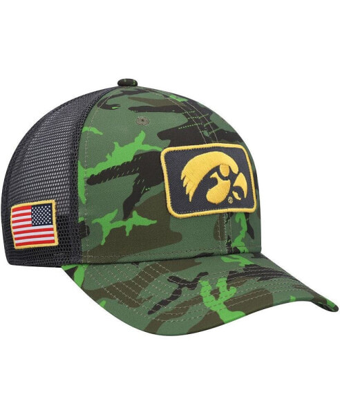 Men's Camo, Black Iowa Hawkeyes Classic99 Veterans Day Trucker Snapback Hat