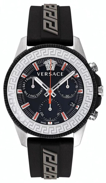 Versace Herren Armbanduhr 45 mm Armband Silikon GRECA ACTION