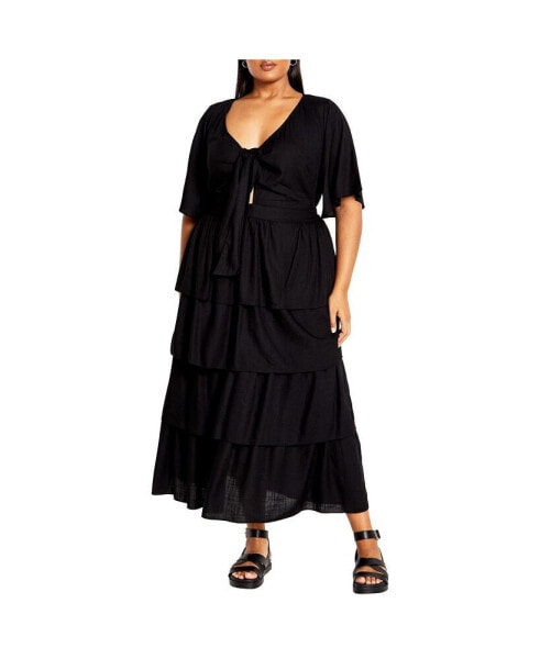 Plus Size Ana Tie Maxi Tiered Dress