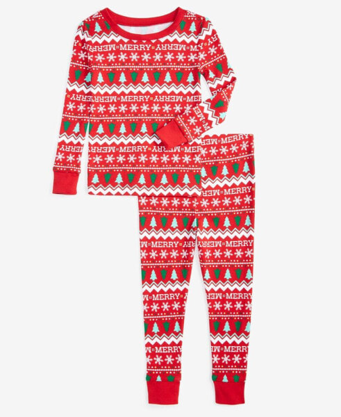 Family Pajamas Toddler 2-Pc. Cotton Snug-Fit Merry Mix It Matching Family Christmas Pajamas, Created for Macy's