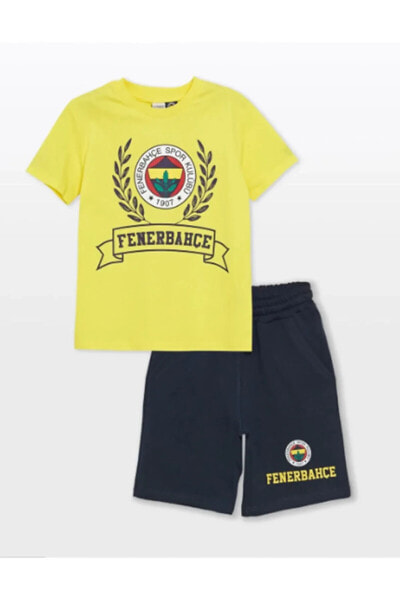 LCW Kids Bisiklet Yaka Fenerbahçe Baskılı Kısa Kollu Erkek Çocuk Tişört ve Şort