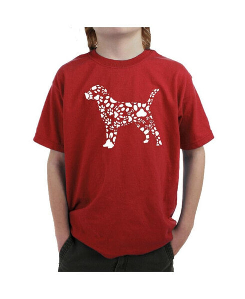 Big Boy's Word Art T-shirt - Dog Paw Prints