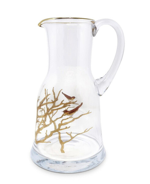 Bird Design Glass Pitcher