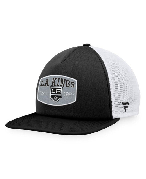 Men's Black, White Los Angeles Kings Foam Front Patch Trucker Snapback Hat
