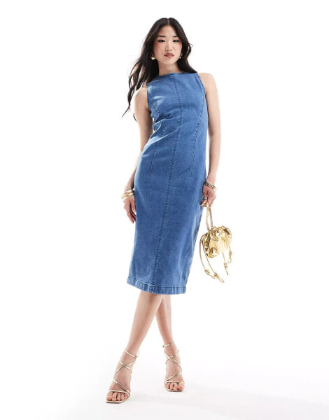 Nobody's Child Farringdon midi dress in denim