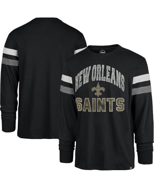 Men's Black Distressed New Orleans Saints Irving Long Sleeve T-shirt