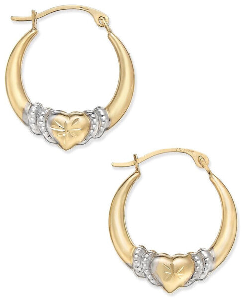 Серьги Macy's Heart Hoop  Gold-Rhodium