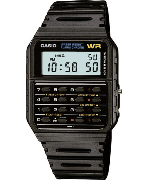 Unisex Digital Calculator Black Resin Strap Watch 35mm