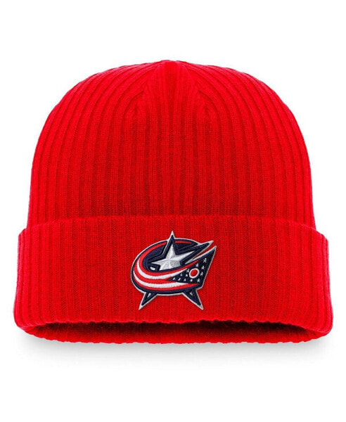 Men's Red Columbus Blue Jackets Core Primary Logo Cuffed Knit Hat