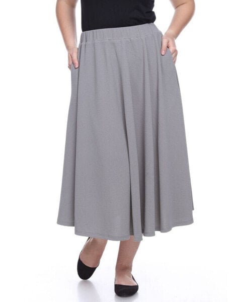 Plus Size Flared Midi Skirt