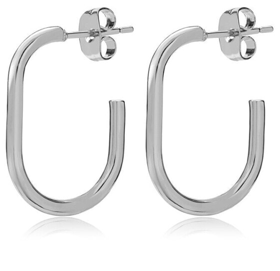 Timeless steel oval earrings