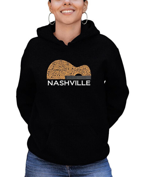 Women's Nashville Guitar Word Art Hooded Sweatshirt