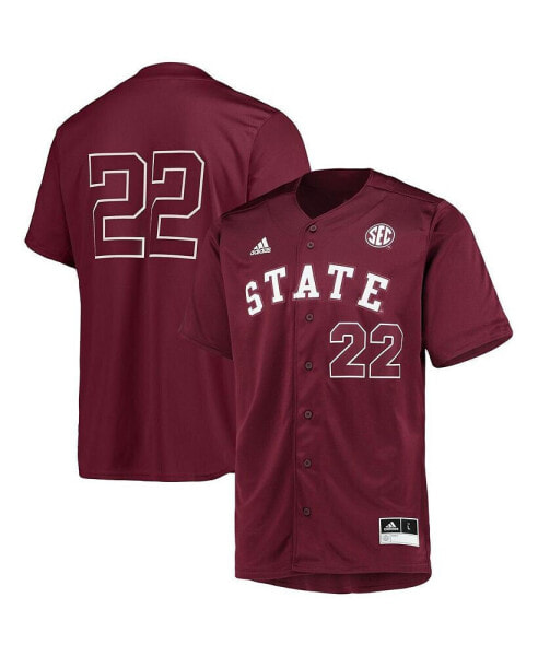 Men's #22 Maroon Mississippi State Bulldogs Button-Up Baseball Jersey