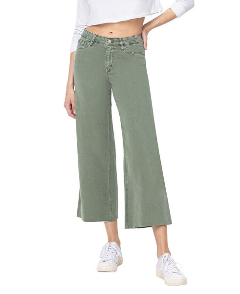 Women's High Rise Cropped Wide Leg Jeans
