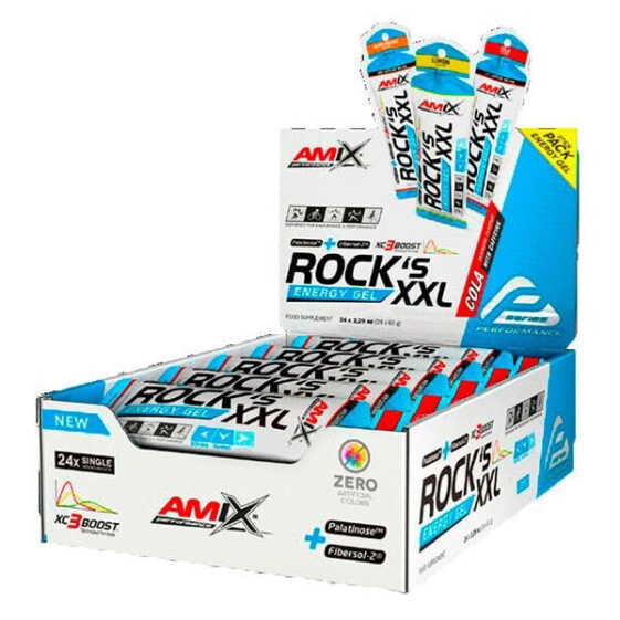 AMIX Rock´s XXL With Caffeine 65g 24 Units Cola Energy Gels Box