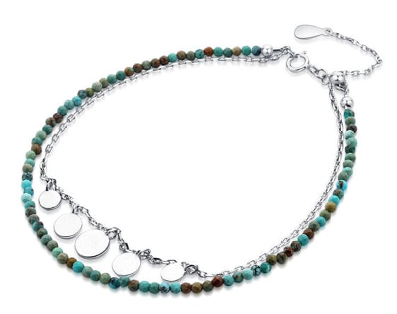 Stylish bracelet with turquoise beads B0000430