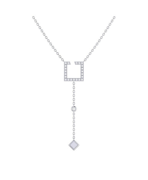 Street Light Open Square Bolo Adjustable Sterling Silver Diamond Lariat Necklace