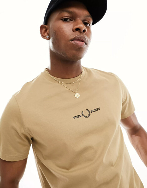 Fred Perry embroidered t-shirt in stone