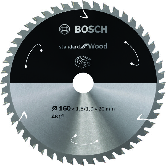 Bosch Kreissägeblatt für Akkusägen Standard for Wood, 160 x 1,5/1 x 20, 48 Zähne