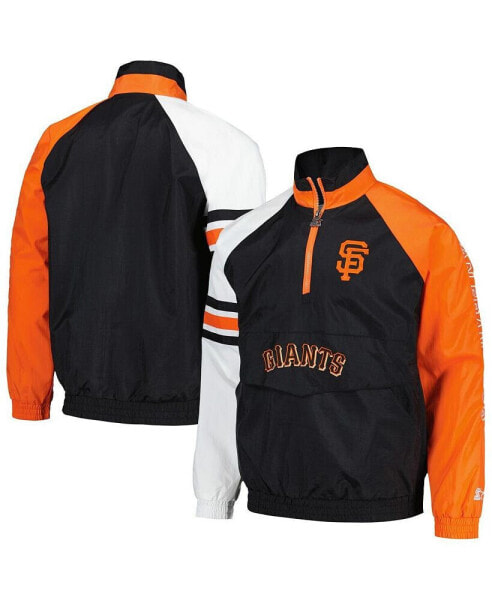 Куртка мужская Элитная San Francisco Giants Starter черно-оранжевая с высоким воротником полузип