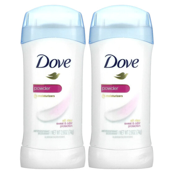 Дезодорант антиперспирант Dove, Пудра, 2 шт по 2.6 унции (74 г) каждый