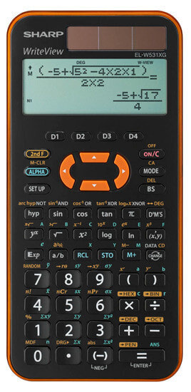 Sharp EL-W531XGYR - Pocket - Scientific - 2 lines - Battery/Solar - Black,Orange