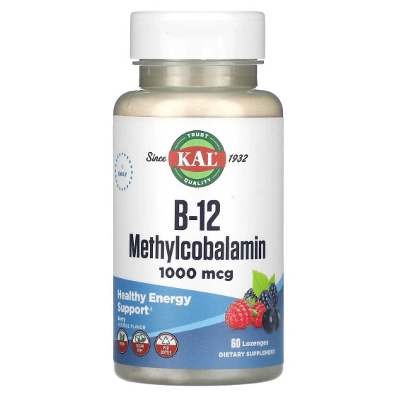 Витамин B-12 Метилкобаламин, Ягода, 1 000 мкг, 60 Таблеток для рассасывания, KAL
