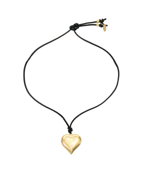 18K Gold Plated Heart Pendant Adjustable Cord Necklace