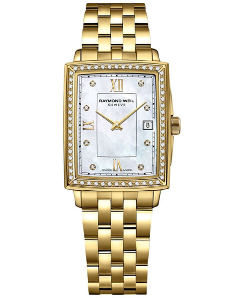 Women's Swiss Toccata Diamond (1/5 ct. t.w.) Gold PVD Stainless Steel Bracelet Watch 23x35mm