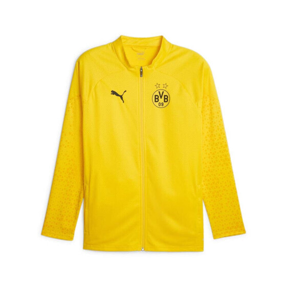 Puma Bvb Training Full Zip Jacket Mens Yellow Casual Athletic Outerwear 77183001