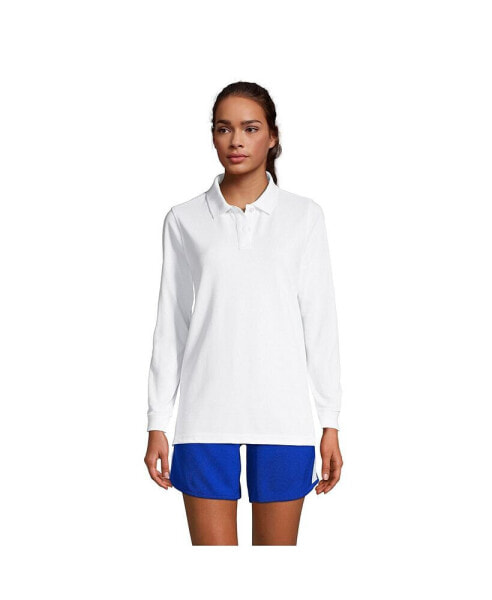 Women's School Uniform Tall Long Sleeve Mesh Polo Shirt