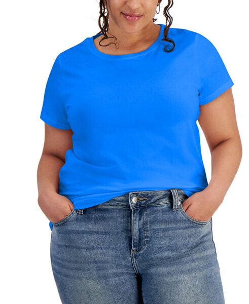 Plus Size Basic Crewneck Short-Sleeve T-Shirt