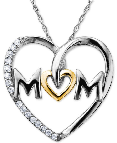 Macy's mom Diamond Heart Necklace in Sterling Silver and 14k Gold (1/10 ct. t.w.)