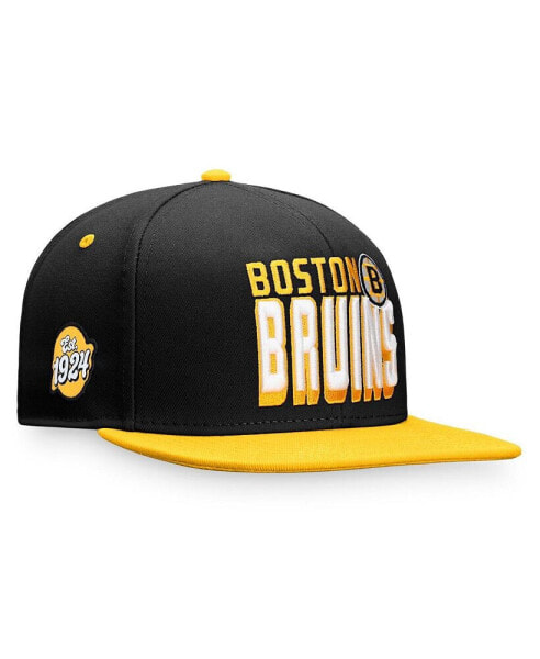 Бейсболка двухцветная Fanatics мужская черно-золотая Boston Bruins Heritage Retro Snapback