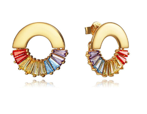 Fashion gold-plated earrings with zircons 15109E000-36