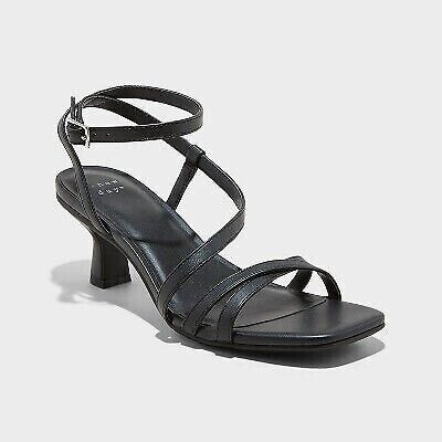 Women's Irena Strappy Heels - A New Day Black 6