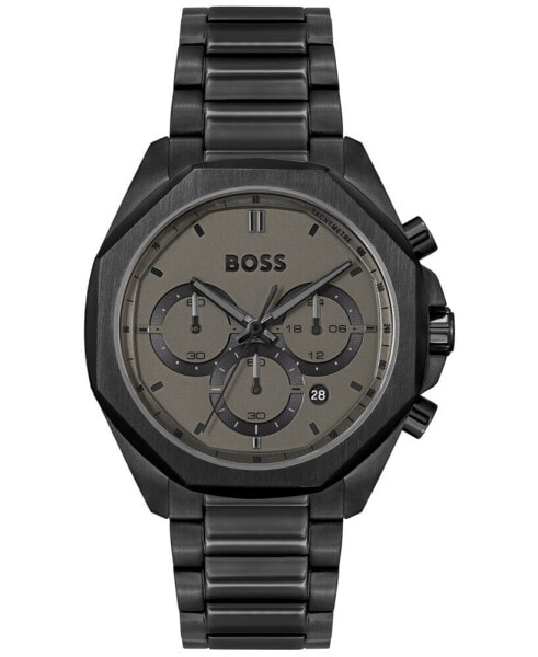 Boss Men's Cloud Quartz Chronograph Ionic Plated Black Steel Watch 43mm