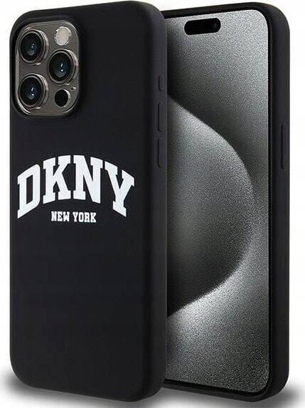 DKNY DKNY Liquid Silicone White Printed Logo MagSafe - Etui iPhone 15 Pro Max (czarny)