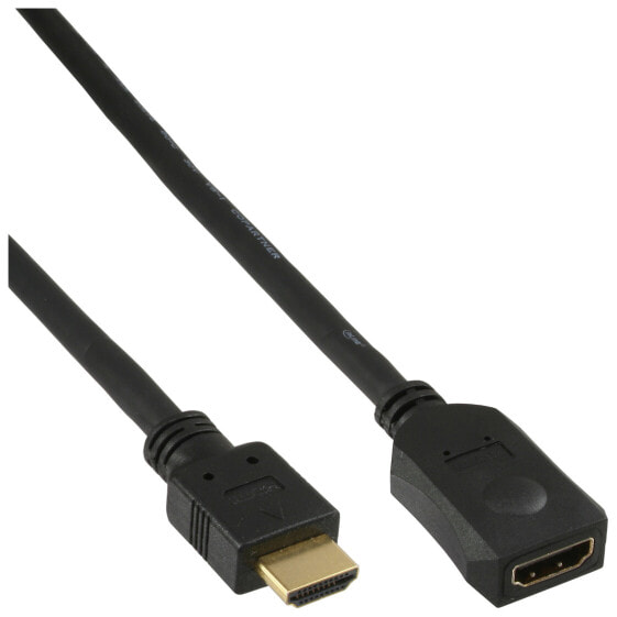 InLine HDMI cable - High Speed HDMI Cable - M/F - black - golden contacts - 7.5m