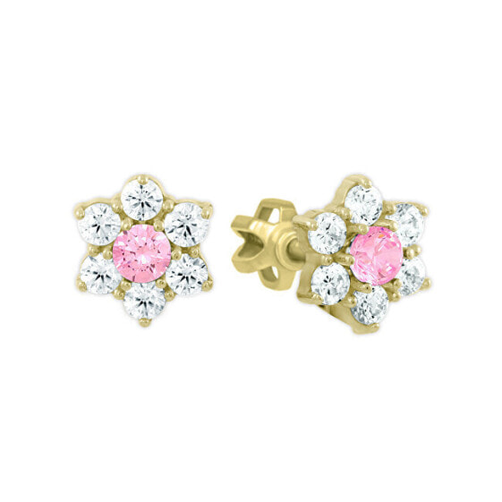 Flower stud earrings with zircons 239 001 00145 0000400