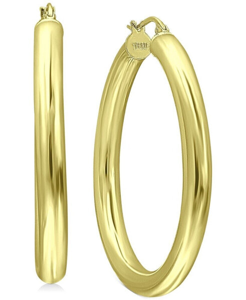 Medium Polished Tube Hoop Earrings in 18k Gold-Plated Sterling Silver, 1.57", Created for Macy's