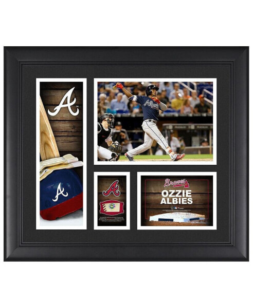 Ozzie Albies Atlanta Braves Framed 15" x 17" Player Collage with a Piece of Game-Used Ball