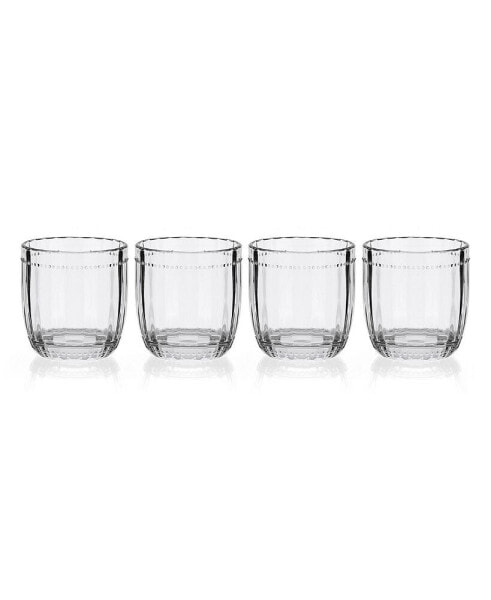 Beaded 10-oz Double Old Fashioned Glasses 4-Piece Set