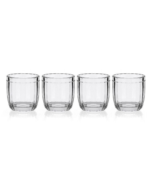 Beaded 10-oz Double Old Fashioned Glasses 4-Piece Set