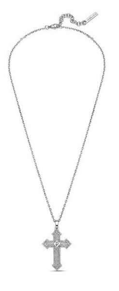 Men´s Steel Necklace Cross with Stoneset Crystals PEAGN0036501